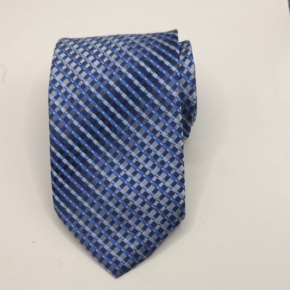 Bespoke Mens Tie Modern Navy and Light Blue Striped Tie‎ 57.4” X 3.3”